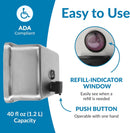 Bobrick B-2112 Commercial Liquid Soap Dispenser, Surface-Mounted, Manual-Push, Stainless Steel - 40 Oz