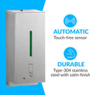 Bobrick B-2013 Commercial Foam Soap Dispenser, Surface-Mounted, Touch-Free, Stainless Steel - 27 Oz