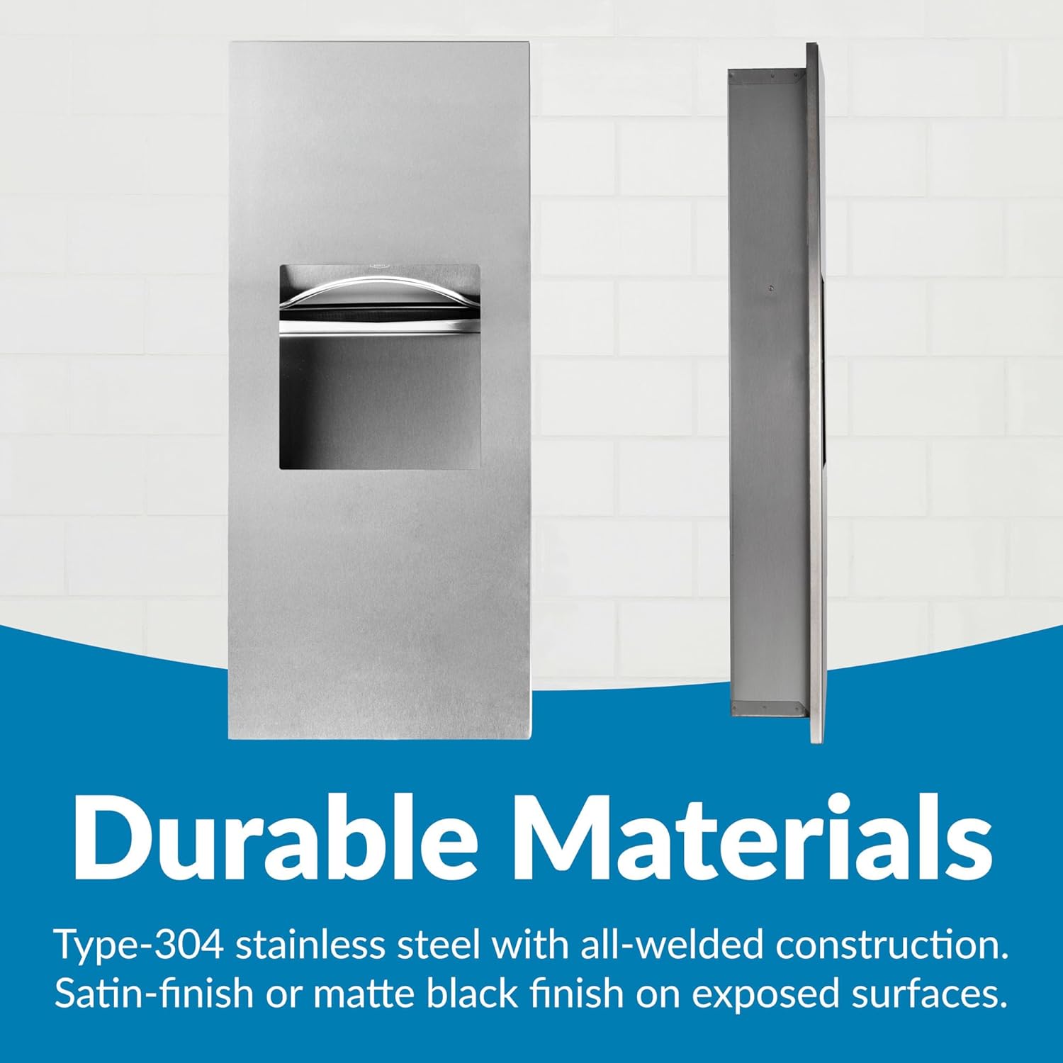 Bobrick B-36903 Combination Commercial Paper Towel Dispenser/Waste Receptacle, Recessed-Mounted, Stainless Steel