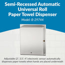 Bobrick B-29744 Automatic Commercial Paper Towel Dispenser, Semi-Recessed-Mounted, Stainless Steel