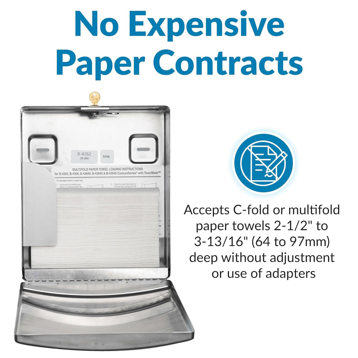 Bobrick B-4262 Commercial Paper Towel Dispenser, Surface-Mounted