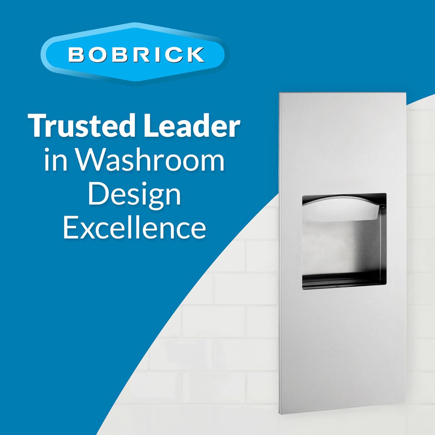 Bobrick B-36903 Combination Commercial Paper Towel Dispenser/Waste Receptacle, Recessed-Mounted, Stainless Steel