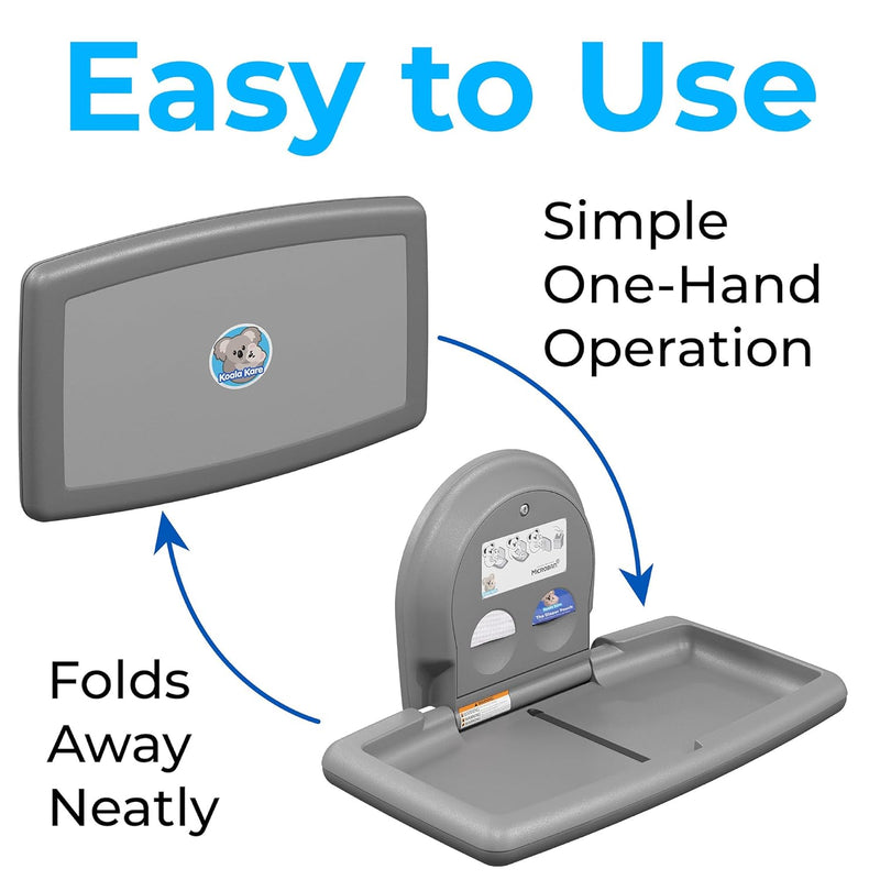 Koala Kare KB200-01 Horizontal Baby Changing Station, Wall-Mounted, Grey, Updated Part Number: KB300-01