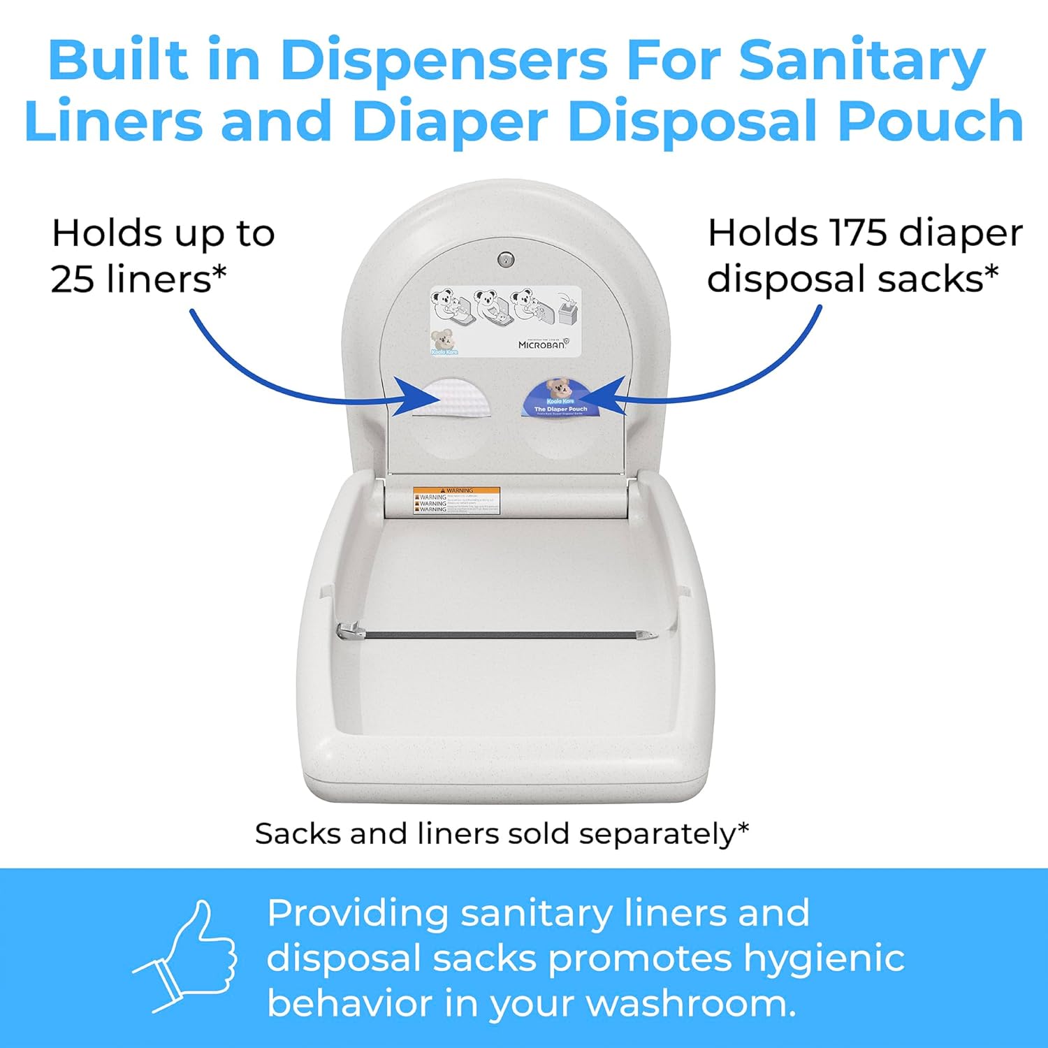 Koala Kare KB301-05 White Granite Vertical Baby Changing Station, Surface-Mounted