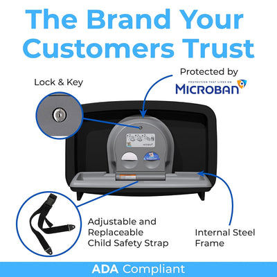 Bobrick KB310-SSRE-MBLK Horizontal Recessed SS BCS Matte Black Baby Changer