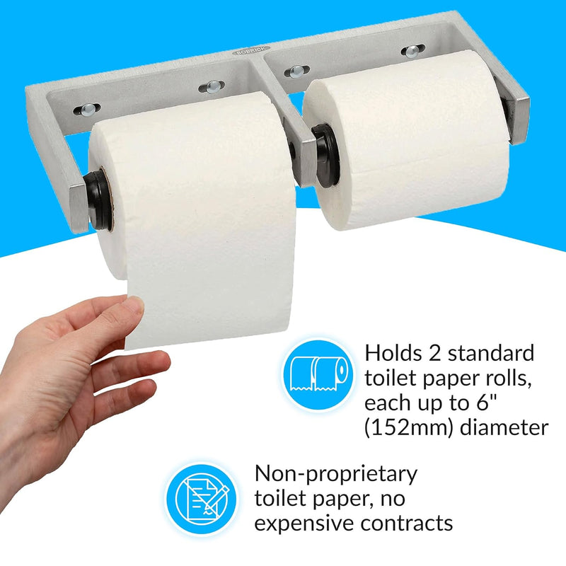 Bobrick B-2740 Commercial Double Roll Toilet Paper Dispenser, Surface-Mounted, Metal