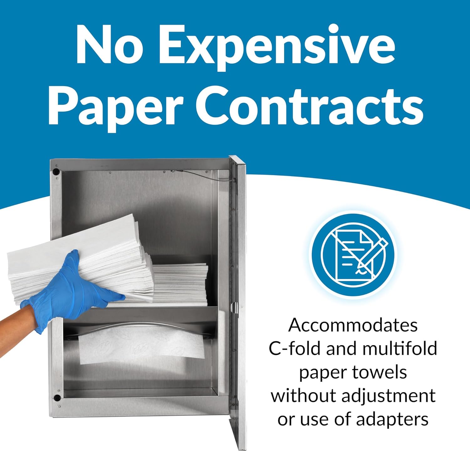 Bobrick B-35903 Commercial Paper Towel Dispenser, Recessed-Mounted, Stainless Steel