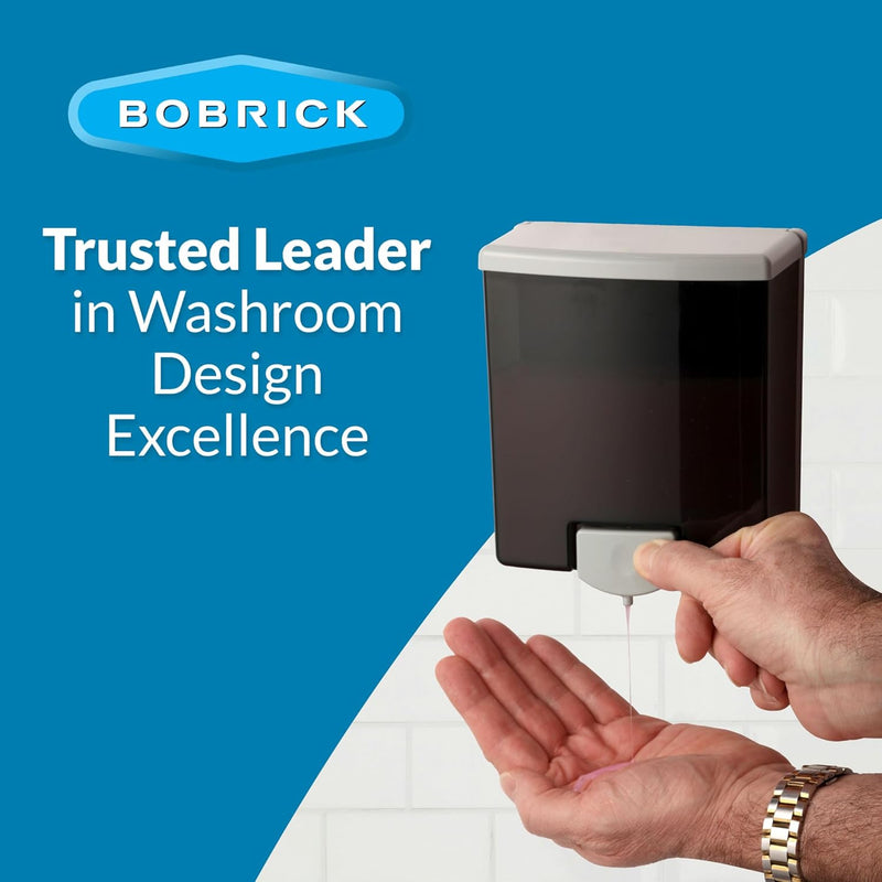 Bobrick B-40 Commercial Liquid Soap Dispenser, Surface-Mounted, Manual-Push, Plastic - 40 Oz