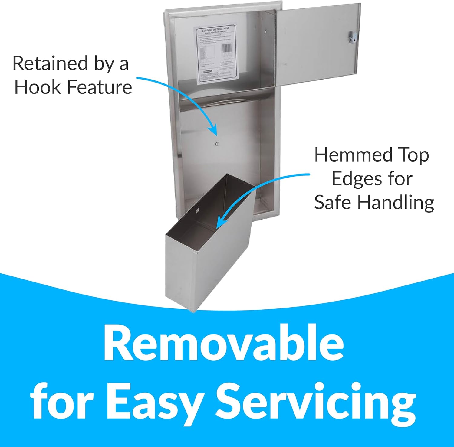 Bobrick B-369 Combination Commercial Paper Towel Dispenser/Waste Receptacle, Recessed-Mounted, Stainless Steel