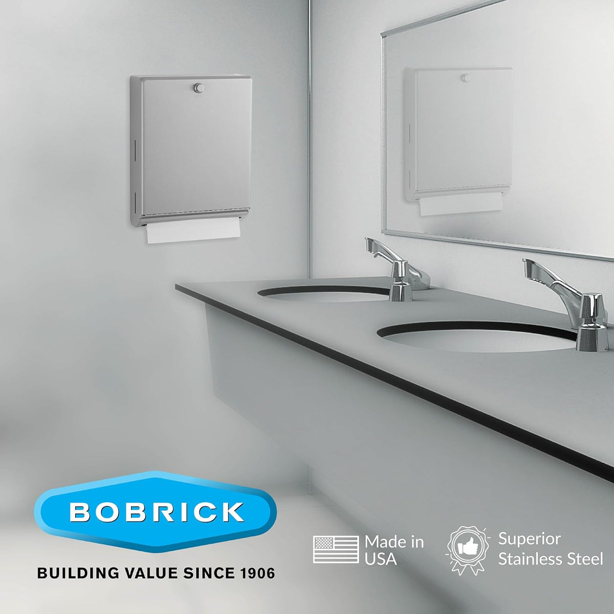 Bobrick B-2620 Commercial Paper Towel Dispenser, Surface-Mounted, Stainless Steel