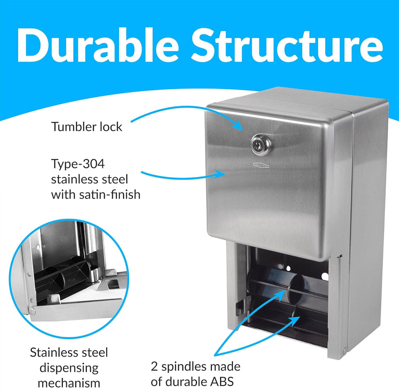Bobrick B-2888 Commercial Toilet Paper Dispenser, Surface-Mounted, Stainless Steel w/ Satin Finish