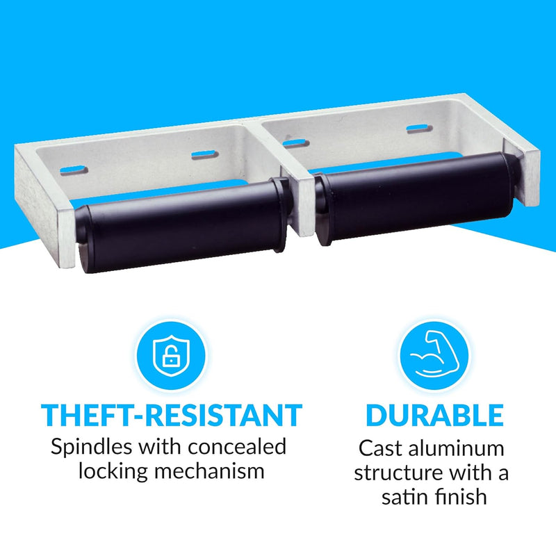Bobrick B-2740 Commercial Double Roll Toilet Paper Dispenser, Surface-Mounted, Metal