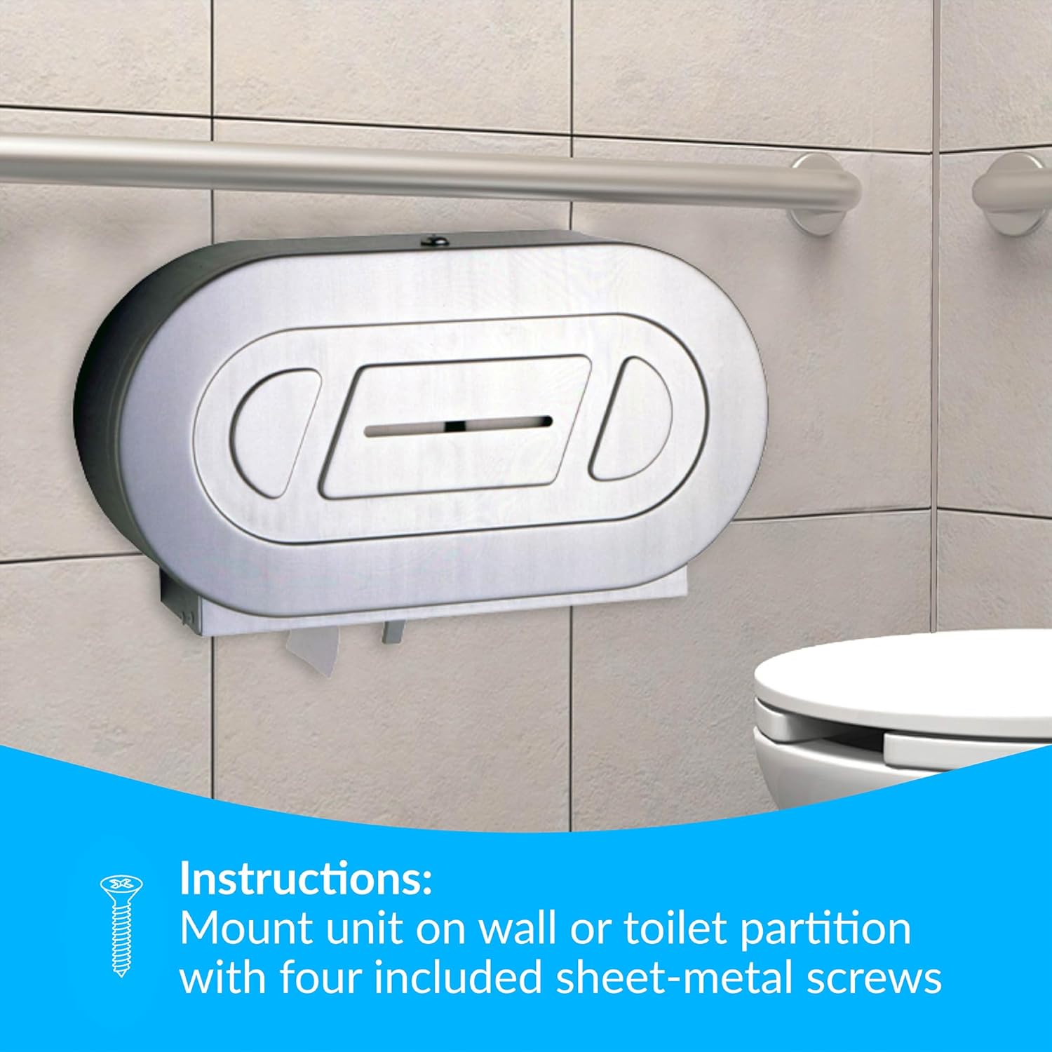 Bobrick B-2892 Commercial Toilet Paper Dispenser, Surface-Mounted, Stainless Steel w/ Satin Finish