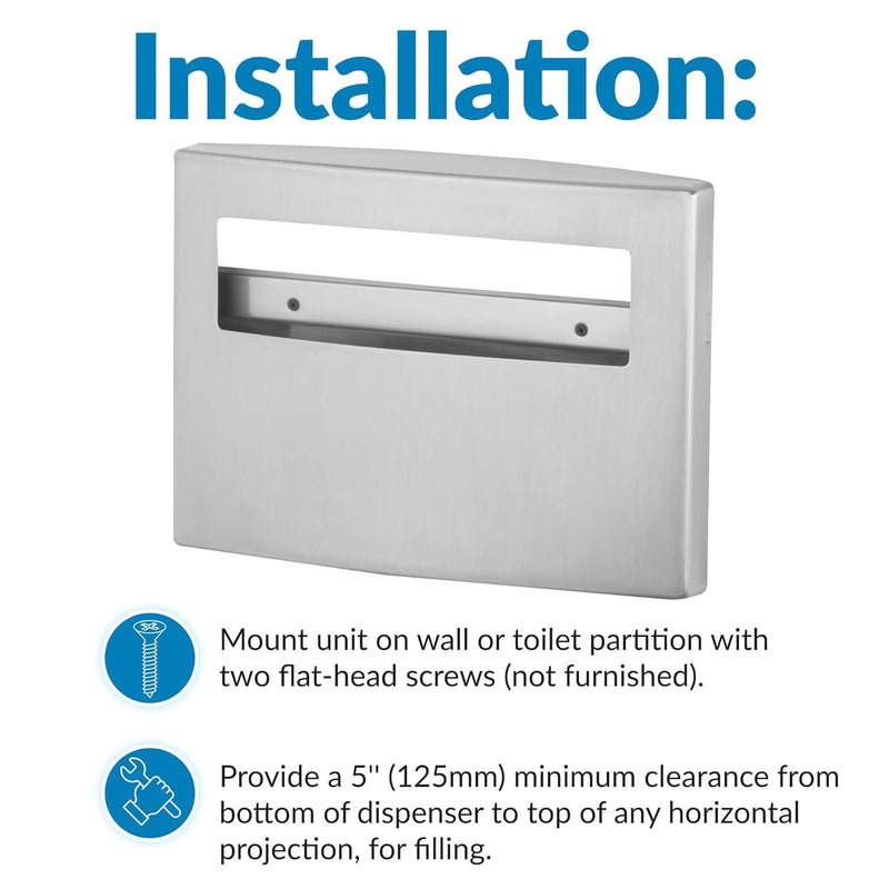 Bobrick B-4221 Commercial Toilet Seat Cover Dispenser, Surface-Mounted, Stainless Steel