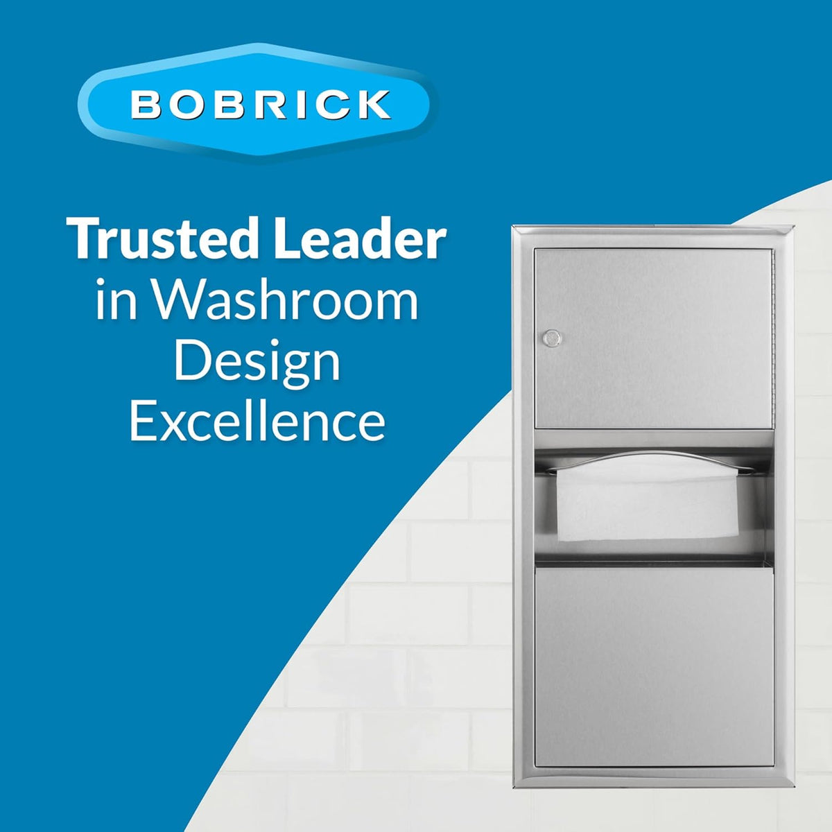 Bobrick B-3699 Combination Commercial Paper Towel Dispenser/Waste Receptacle, Surface-Mounted, Stainless Steel