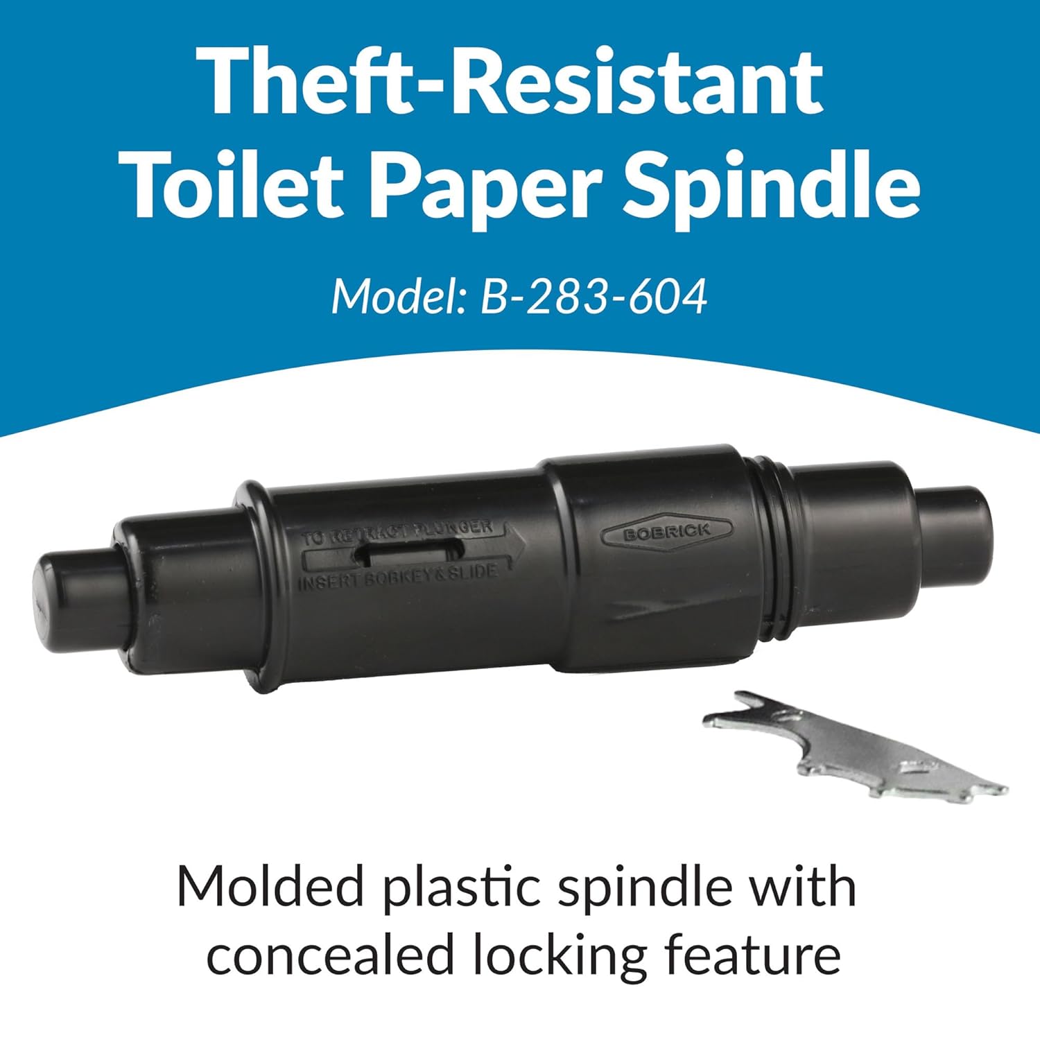Bobrick 283-604 Commercial Toilet Paper Theft-Resistant Spindle, Plastic