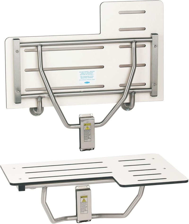 Bobrick B-5181 Reversible Folding Restroom Shower Seat, 360 lb Load Capacity, Phenolic