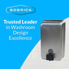 Bobrick B-2111 Commercial Liquid Soap Dispenser, Surface-Mounted, Manual-Push, Stainless Steel - 40 Oz