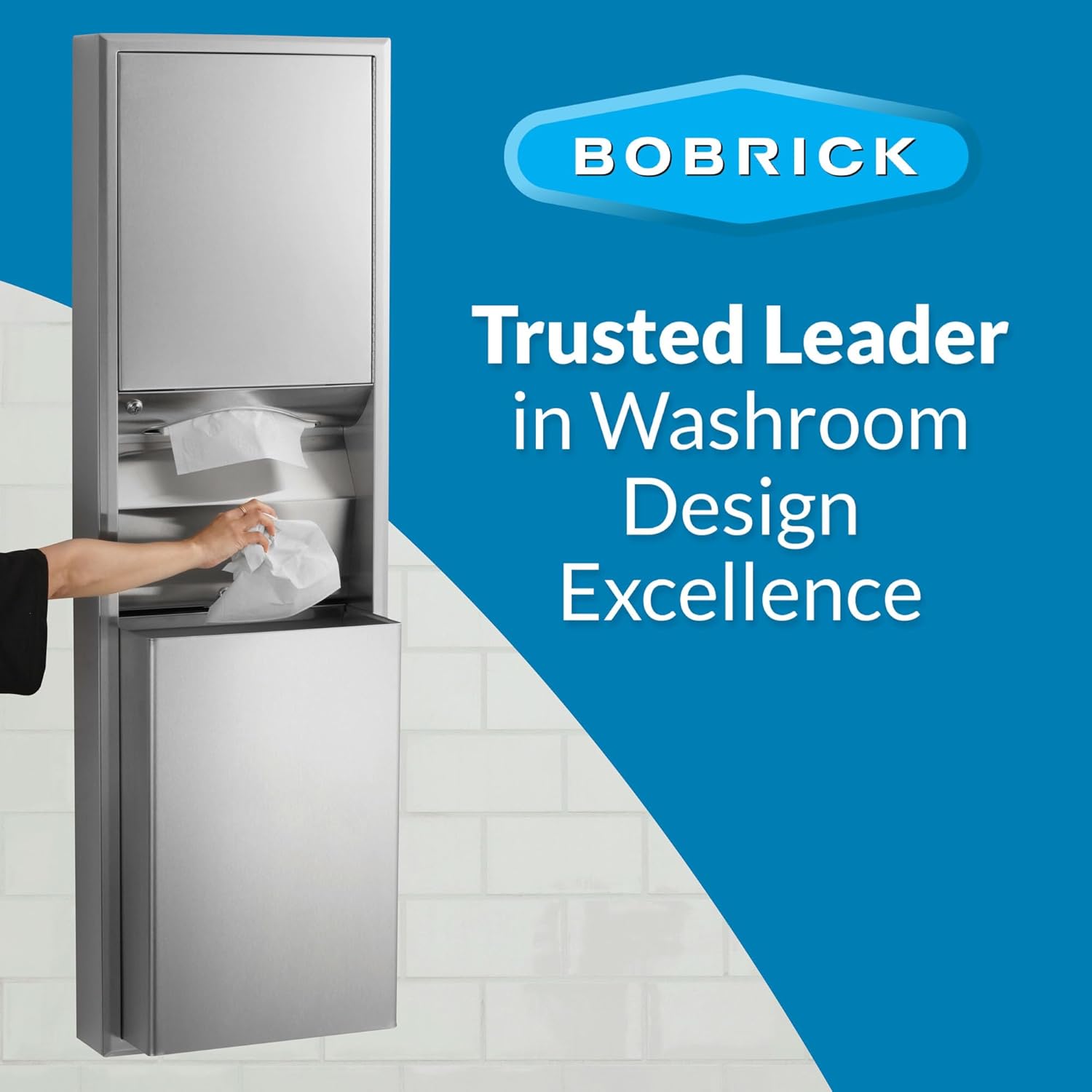 Bobrick B-3949 Surface-Mounted Convertible Paper Towel Dispenser/Waste Receptacle
