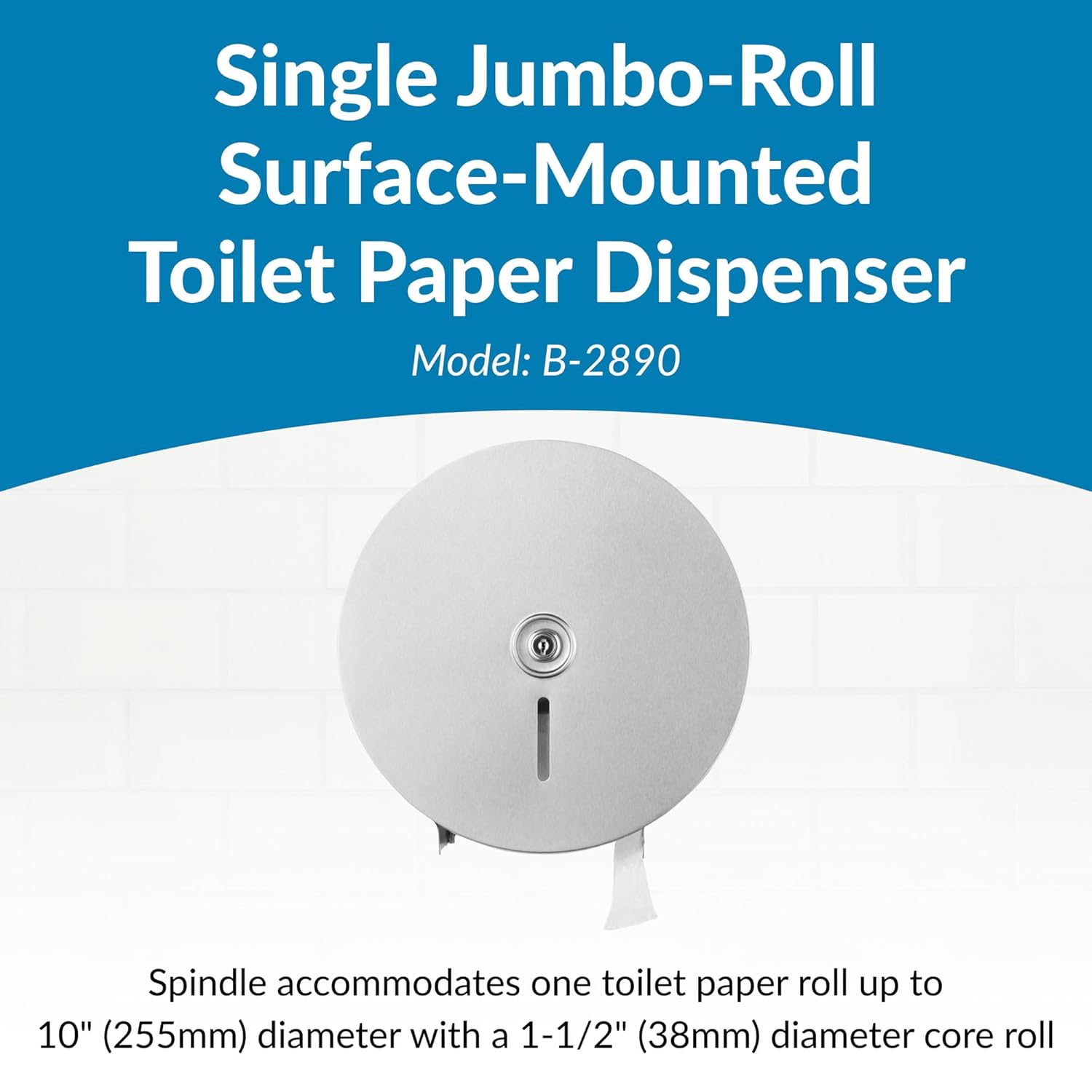 Bobrick B-2890 Commercial Toilet Paper Dispenser, Surface-Mounted, Stainless Steel w/ Satin Finish