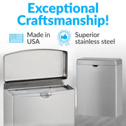 Bobrick B-270 Commercial Restroom Sanitary Napkin/Tampon Disposal, Surface-Mounted, Stainless Steel