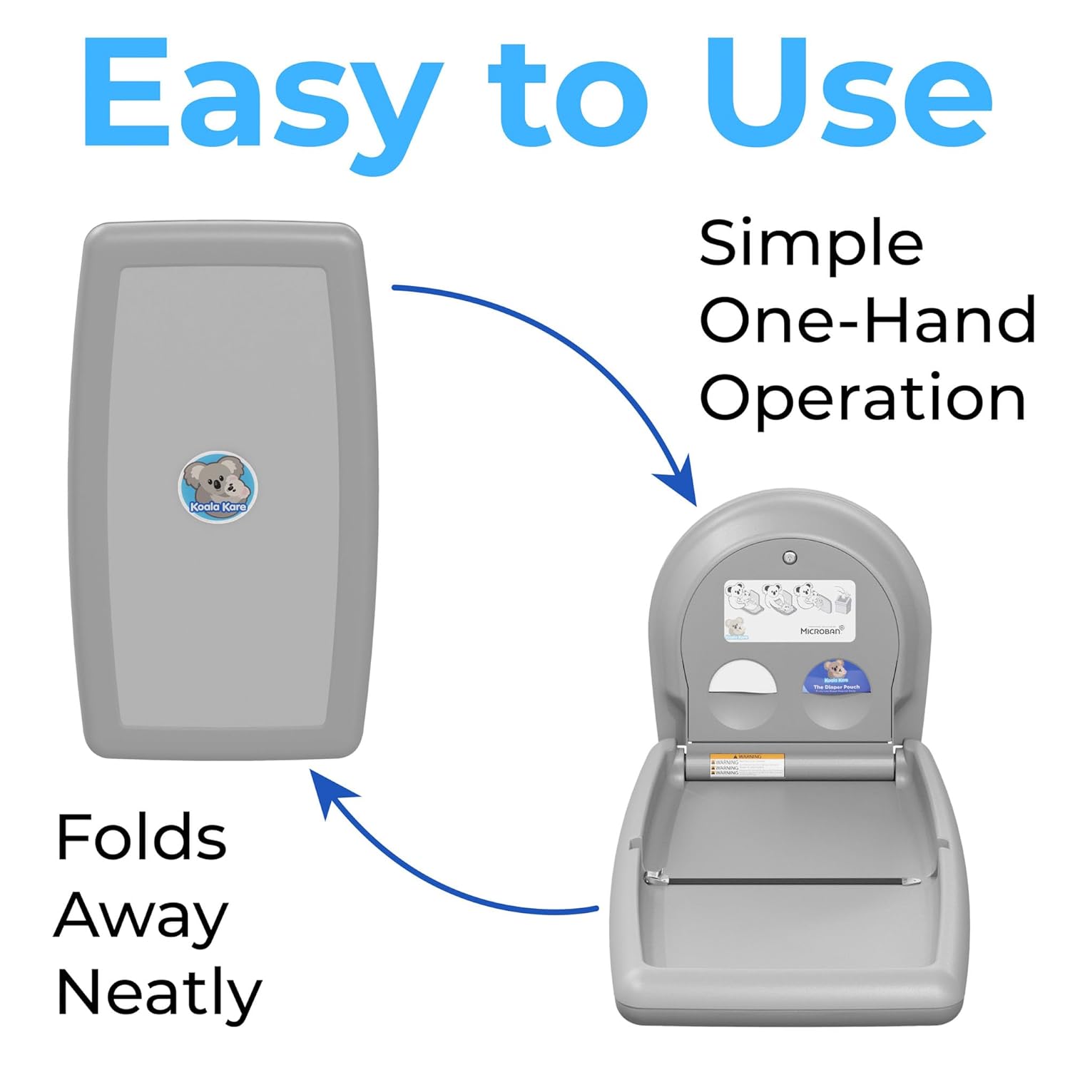Koala Kare KB301-01 Grey Vertical Baby Changing Station, Surface-Mounted