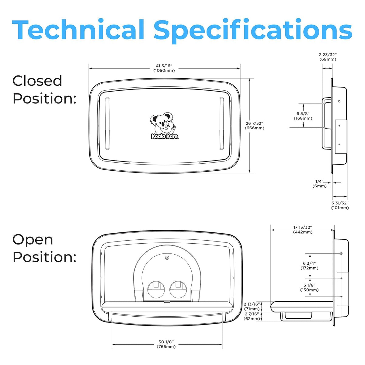 Koala Kare KB310-SSRE Horizontal Stainless Steel Recessed-Mounted Baby Changing Station