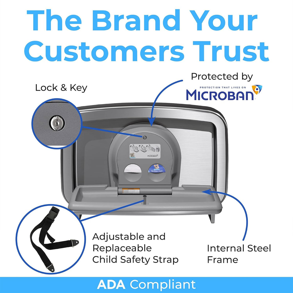 Koala Kare KB310-SSWM Baby Changing Station (Surface-Mount) Horizontal, Stainless Steel