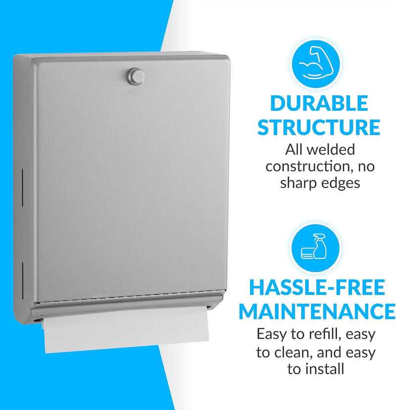 Bobrick B-2620 Commercial Paper Towel Dispenser, Surface-Mounted, Stainless Steel