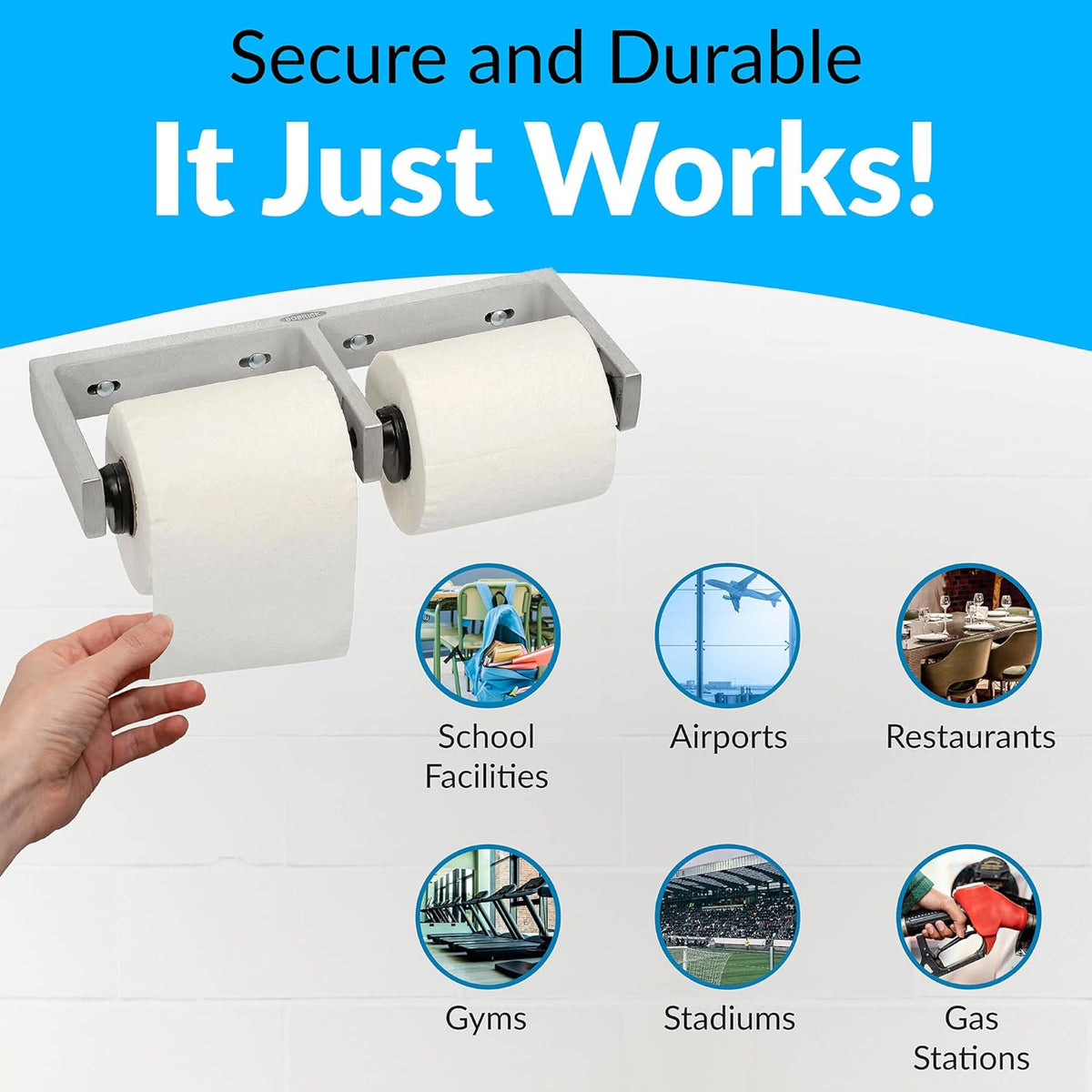 Bobrick B-2740 Commercial Double Roll Toilet Paper Dispenser, Surface-Mounted, Metal