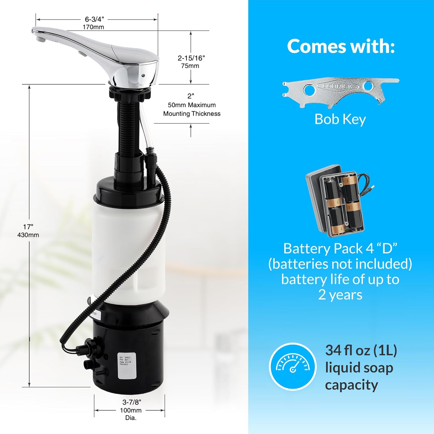Bobrick B-8281 Foam Soap Dispenser-C3070325