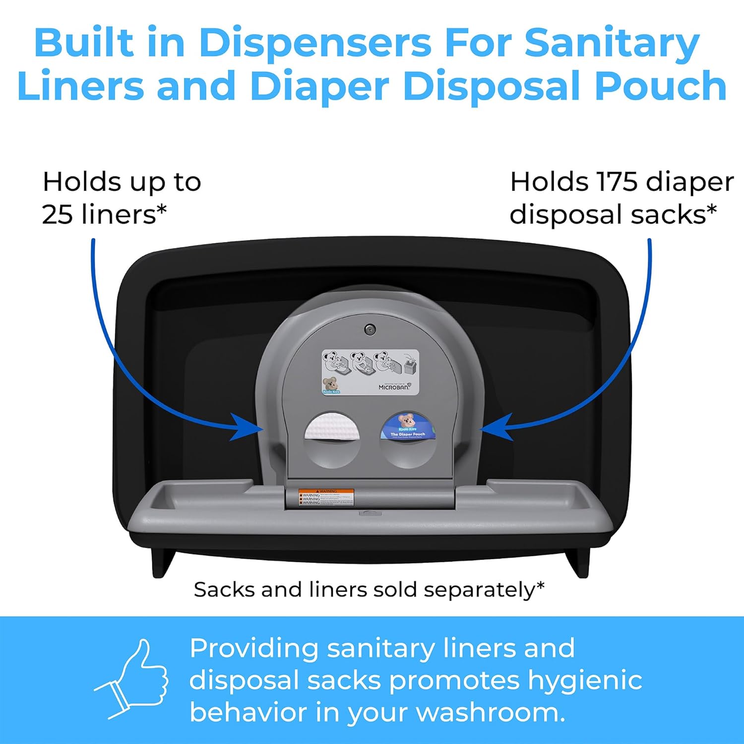 Bobrick KB310-SSRE-MBLK Horizontal Recessed SS BCS Matte Black Baby Changer