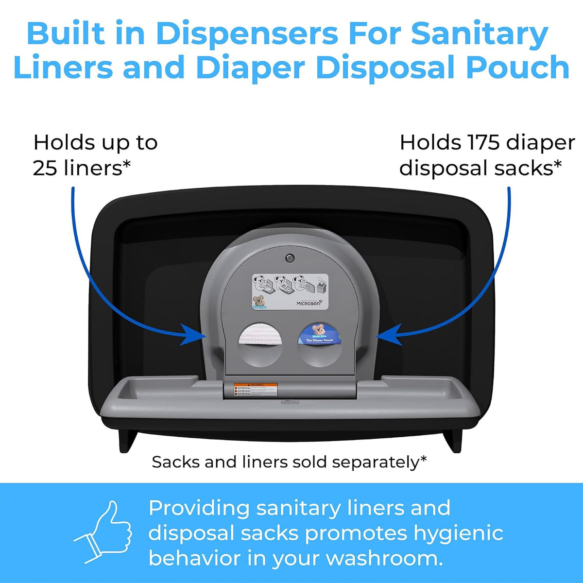 Koala Kare KB310-SSRE-MBLK Horizontal Recessed SS BCS Matte Black Baby Changer