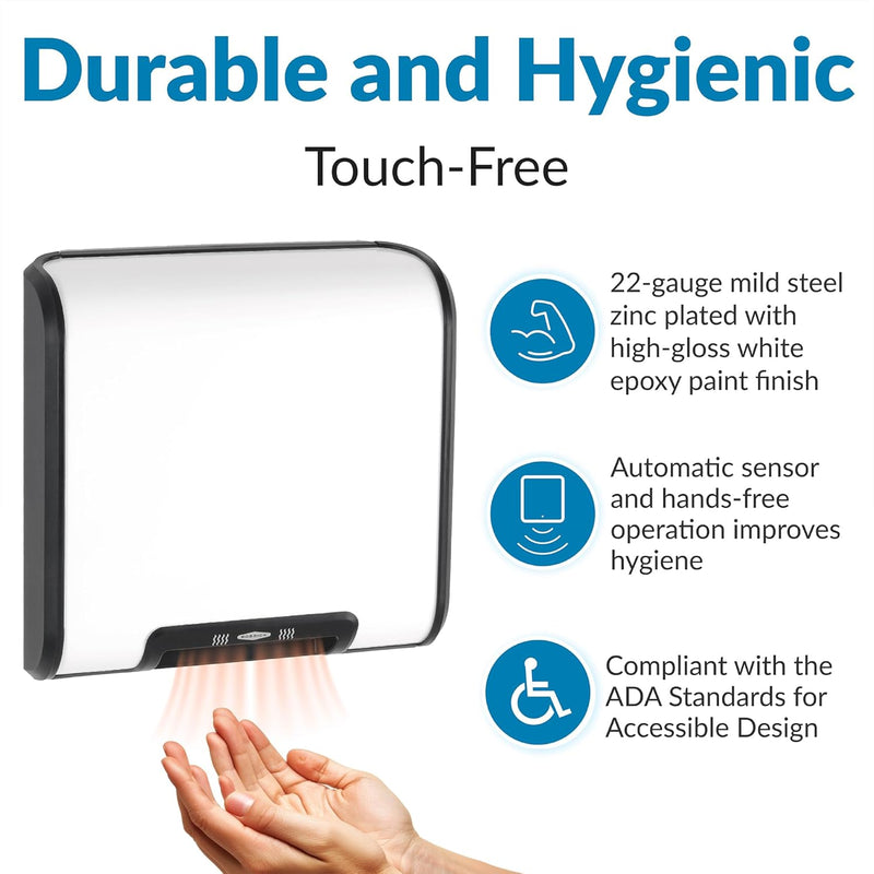 Bobrick B-7120 Automatic Hand Dryer, 115 Volt, Surface-Mounted, White Painted Cover