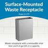 Bobrick B-279 Commercial Restroom Trash Can, 6.4 Gallon, Surface-Mounted, 14