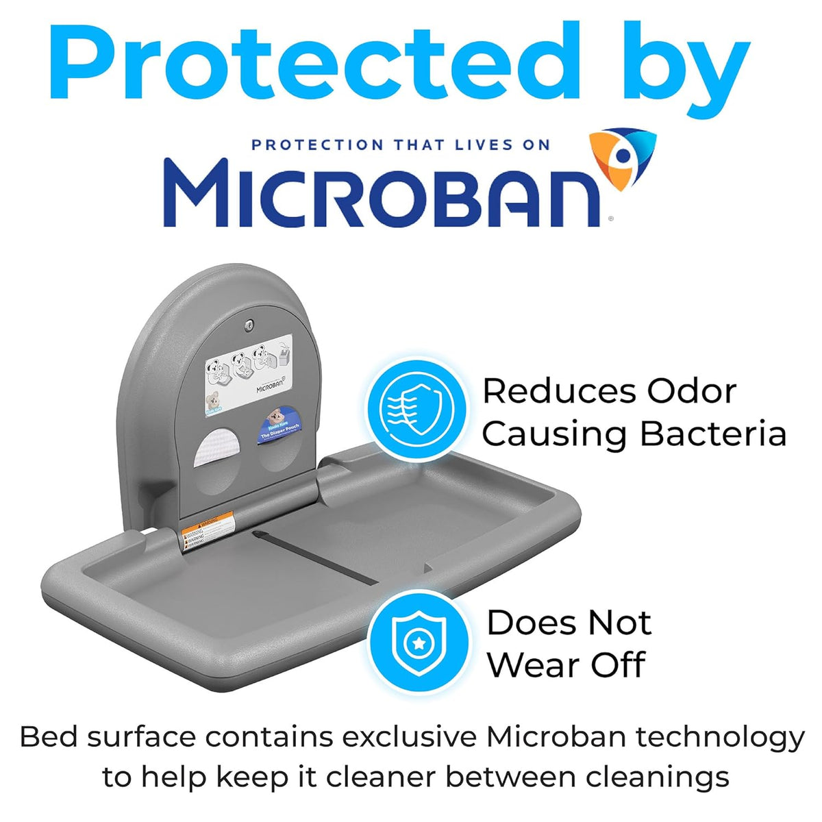 Koala Kare KB300-01 Horizontal Baby Changing Station, Surface-Mounted, Grey (Formerly KB200-01)