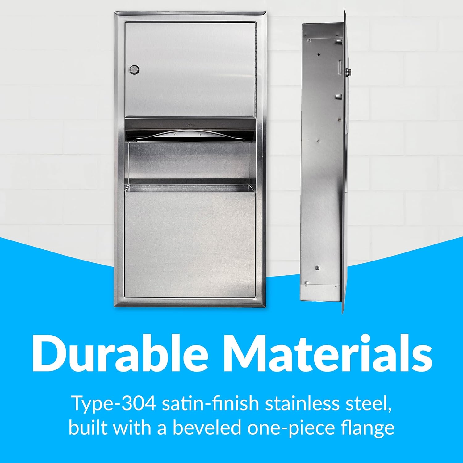 Bobrick B-369 Combination Commercial Paper Towel Dispenser/Waste Receptacle, Recessed-Mounted, Stainless Steel