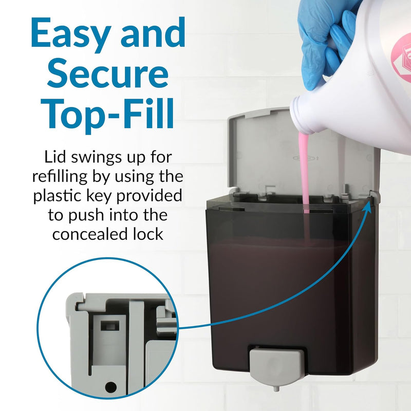 Bobrick B-40 Commercial Liquid Soap Dispenser, Surface-Mounted, Manual-Push, Plastic - 40 Oz