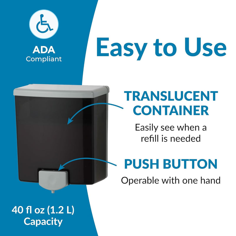 Bobrick B-40 Commercial Liquid Soap Dispenser, Surface-Mounted, Manual-Push, Plastic - 40 Oz