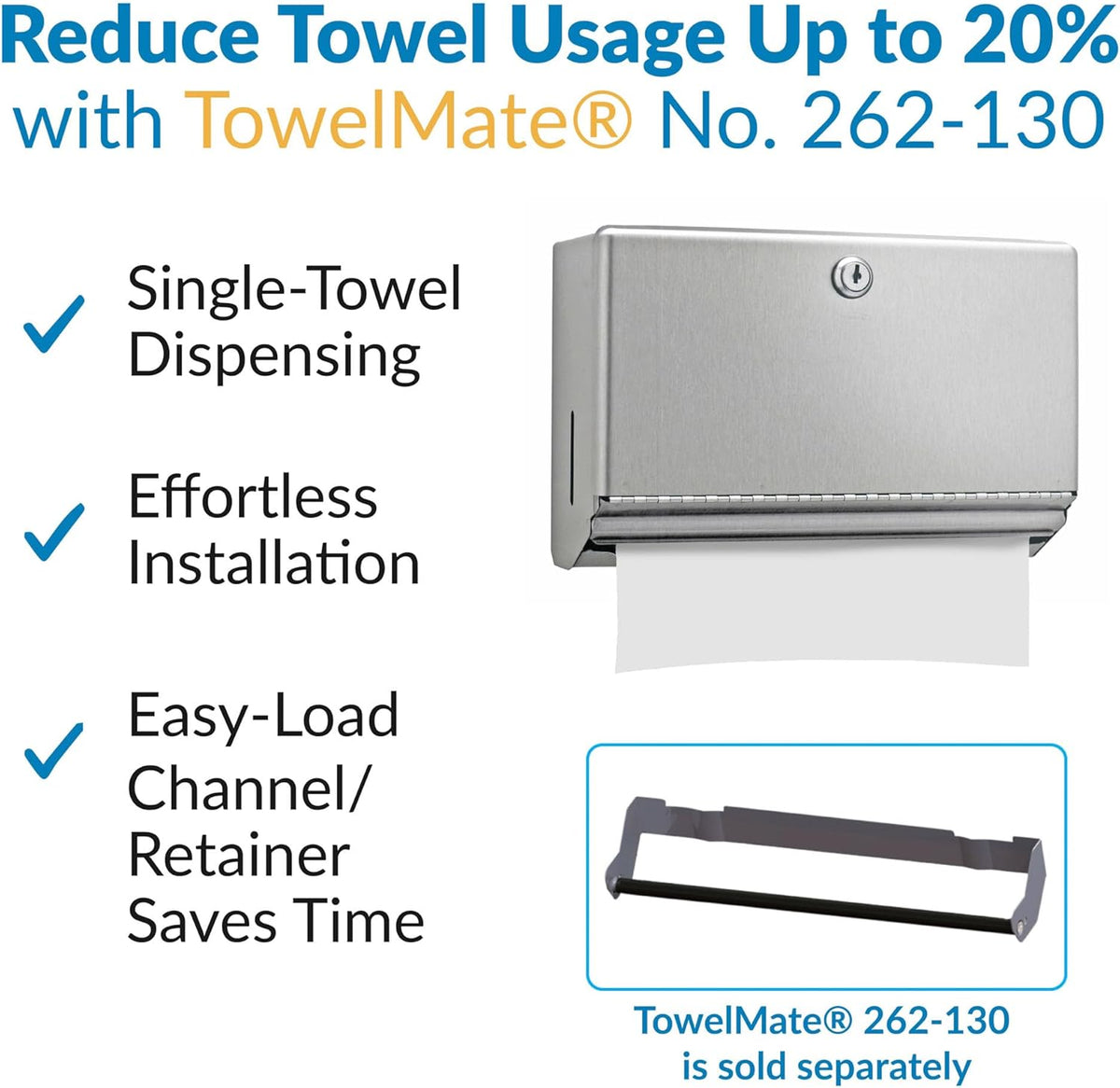 Bobrick B-26212 Commercial Paper Towel Dispenser, Surface-Mounted, Stainless Steel