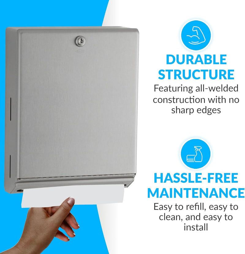 Bobrick B-262 Commercial Paper Towel Dispenser, Surface-Mounted, Stainless Steel