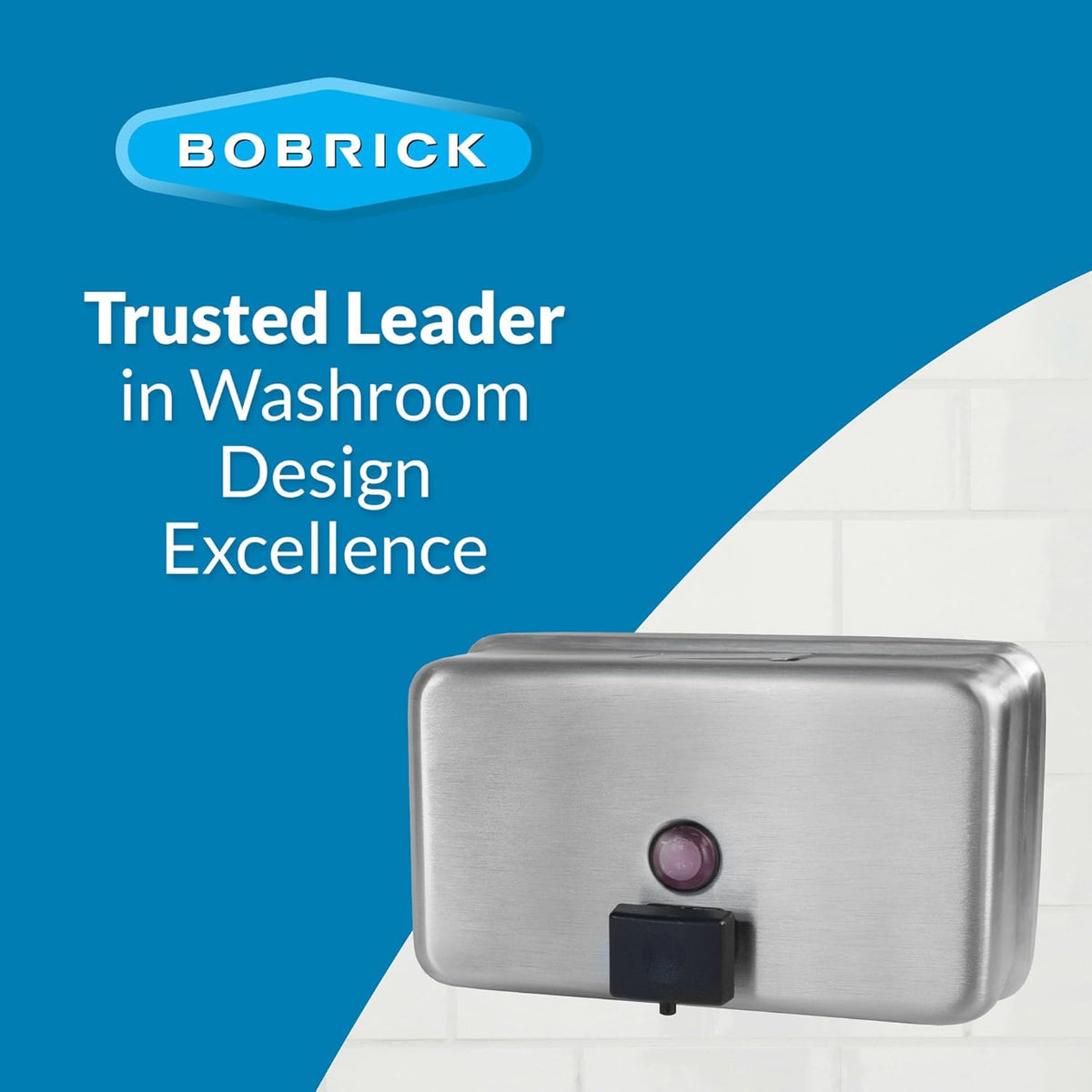 Bobrick B-2112 Commercial Liquid Soap Dispenser, Surface-Mounted, Manual-Push, Stainless Steel - 40 Oz