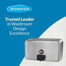 Bobrick B-2112 Commercial Liquid Soap Dispenser, Surface-Mounted, Manual-Push, Stainless Steel - 40 Oz
