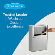 Bobrick B-254 Commercial Restroom Sanitary Napkin/Tampon Disposal, Surface-Mounted, Stainless Steel