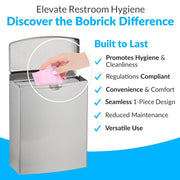 Bobrick B-270 Commercial Restroom Sanitary Napkin/Tampon Disposal, Surface-Mounted, Stainless Steel