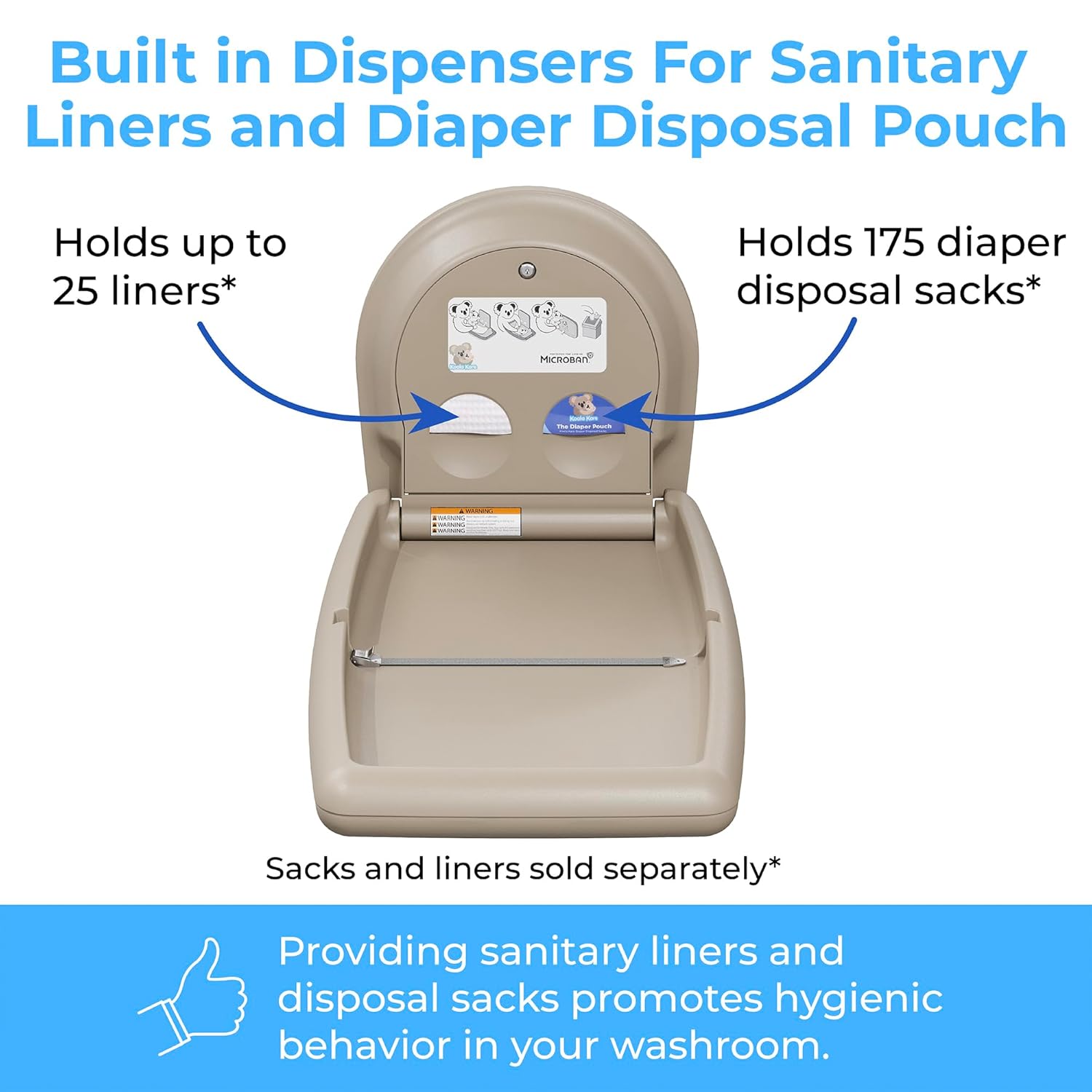 Koala Kare KB301-00 Beige Vertical Baby Changing Station, Surface-Mounted