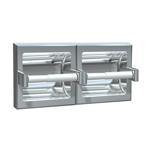 ASI 74022-SSM Commercial Double Roll Toilet Paper Dispenser, Surface-Mounted, Stainless Steel