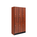 Alpine 701-Z-W-3-SPW-MK 2-Tier Z-Style Wood Locker with End Panel, Triple Column, Walnut