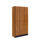 Alpine 701-O-3-SPO-MK 2-Tier Wood Locker with End Panel, Triple Column, Oak