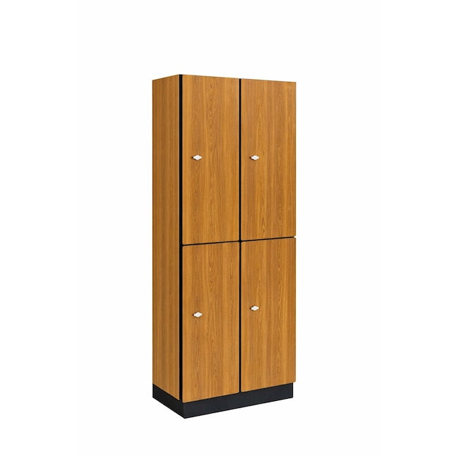 Alpine 701-O-2-SPO-MK 2-Tier Wood Locker with End Panel, Double Column, Oak
